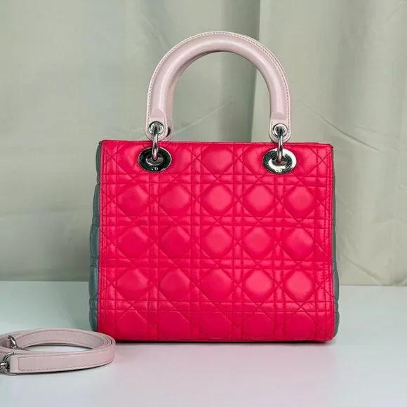 Dior Tri color Medium Lady Dior Shoulder Bag with Pink Quilted Design - Picture 3 of 9